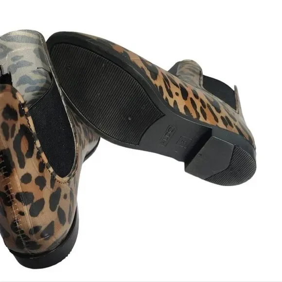 Aldo Acimovic Chelsea Waterproof Leopard Print Ankle Rain Boot Size 8 - Picture 7 of 8